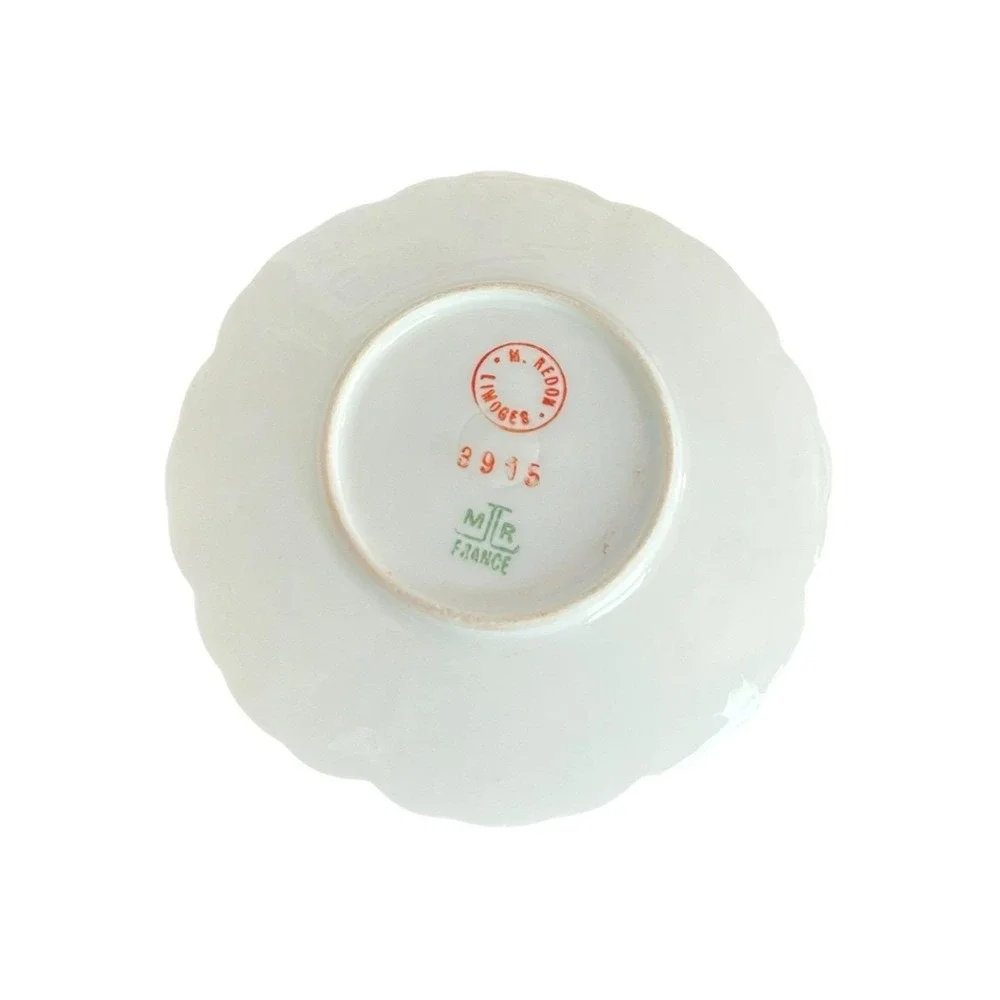 Antique M Redon Limoges Hand Painted Porcelain Demitasse Cup and Saucer ca 1880s